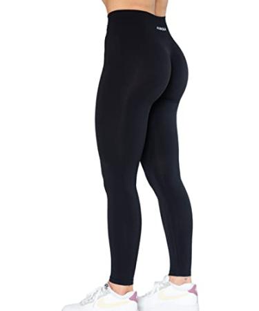 AUROLA Dream Collection Workout Leggings for Women High Waist Seamless Scrunch Athletic Running Gym Fitness Active Pants Medium Dark Black