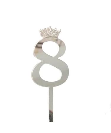 Number 8 Eight Silver Acrylic Number Cake Topper - Celebrate with Sparkling Elegance - Available in Gold or Silver