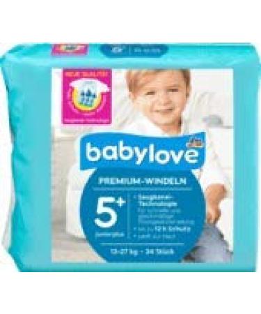 babylove diapers Premium active plus size 5+ juniorplus 13-27kg 1 x 34 pcs size 5+ (35 pieces)