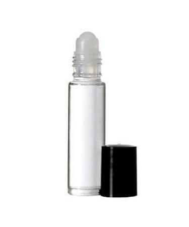 Roll-On Refillable Glass Perfume Bottle Purse or Travel Size Clear w/ Black Cap