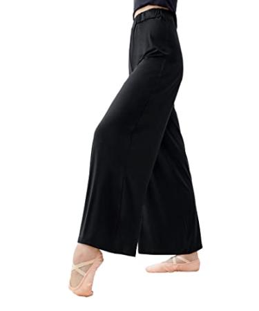 Daydance Modal Teen Girls Women Palazzo Dance Pants Wide Leg Loungewear for Ballet, Work Out, Yoga Black Medium