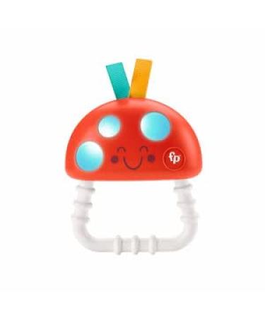 Fisher-Price Teethe n  Glow Mushroom Teether  Baby Rattle Teething Toy with Sensory Details