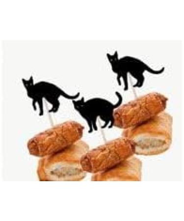 Halloween Black Cat Cupcakes Toppers Party Food Decorations Sticks Picks (24 Pack) - Buy Online on SooperMarket.com
