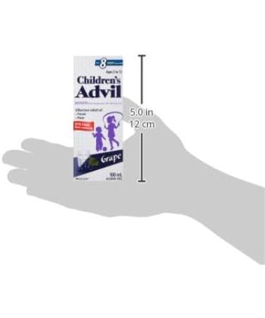 Children's Advil (100 ML Grape Flavour) Ibuprofen Suspension Dye Free Temporary Fever Reducer 100 ml (Pack of 1) Grape - Buy Online on SooperMarket.com