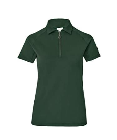 HORZE Tiana Women's Equestrian Short Sleeve Training Polo Shirt with Mesh Mountain View Green US 10 (EU 40)