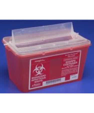 Kendall 8 qt. Chimney-Top Sharps Container  Red