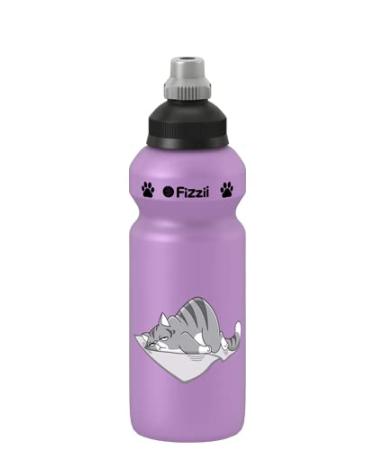 Fizzii children's and leisure drinking bottle 500 ml motif cat color lilac (lilacly in carbonic acid pollutant-free dishwasher-safe)