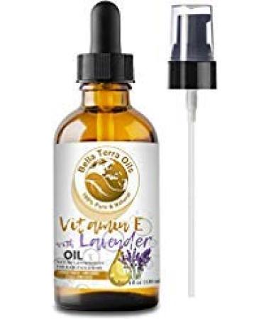 Bella Terra Oils - Lavender Infused Organic Vitamin E Oil 4oz - D-Alpha Tocopherol Richness Masterfully Blended with Lavender from Organic Wheat Germ to Your Skin