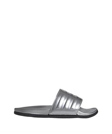 adidas Women's Adilette Comfort Slides Sandal 8 Silver Metallic/Silver Metallic