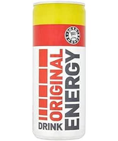 Euro Shopper Original Energy Drink 250ml (Pack of 24) | Boost Your Day with Refreshing Energy | Carbonated Mixed Fruit flavour Drink with Sugar