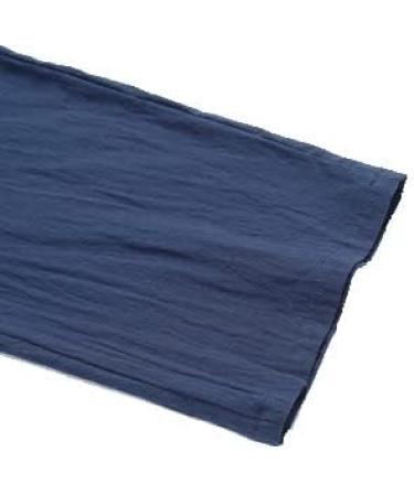 LAIJOJIO Women's Linen Pants - Lightweight Casual Drawstring Elastic Waist Wide Leg Trousers with Pockets (Dark Blue, Small) - Buy Online on SooperMarket.com