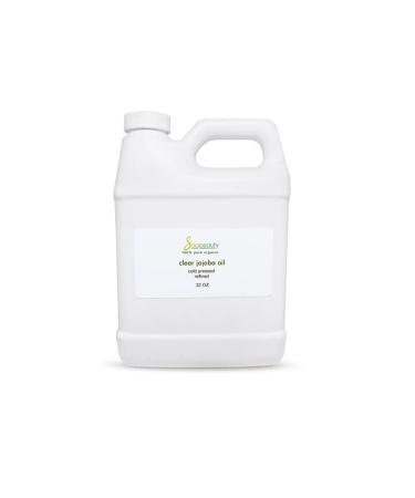 Clear JOJOBA Oil Organic Cold Pressed | 100% Pure Natural Jojoba Oil | Carrier for Essential Oils, Moisturizer for Skin, Face & Hair, Massage, Soap Making | Sizes 4OZ to 7LBS | (32OZ) 32 Fl Oz (Pack of 1)