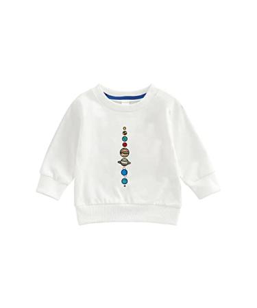 Toddler Boys Dinosaurs Winter Sweatshirt Crewneck Casual Pullover Soft Tops Long Sleeve Gifts Clothes 03T White-1 3-4T