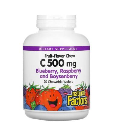 Natural Factors Fruit-Flavor Chew Vitamin C Blueberry Raspberry and Boysenberry 500 mg 90 Chewable Wafers