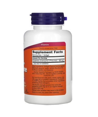 Now Foods Pantethine Double Strength 600mg - 60 Softgels | Boost Energy & Metabolism - Buy Online on SooperMarket.com