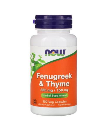 Now Foods Fenugreek & Thyme 350 mg/150 mg 100 Veg Capsules