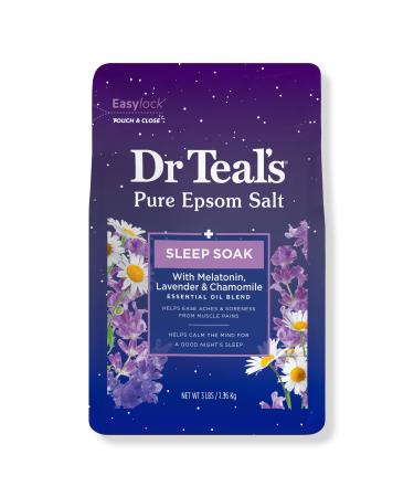 Dr Teal's Pure Epsom Salt Soak, Sleep Blend with Melatonin, Lavender & Chamomile Essential Oils 48.0 oz