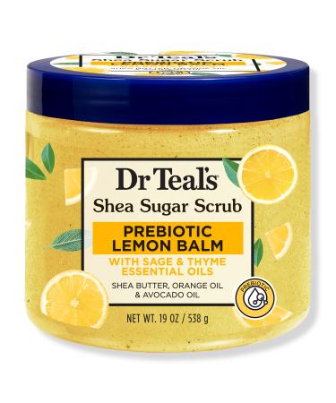 Dr Teal's Shea Sugar Body Scrub with Prebiotic Lemon Balm and Essential Oils 19 oz