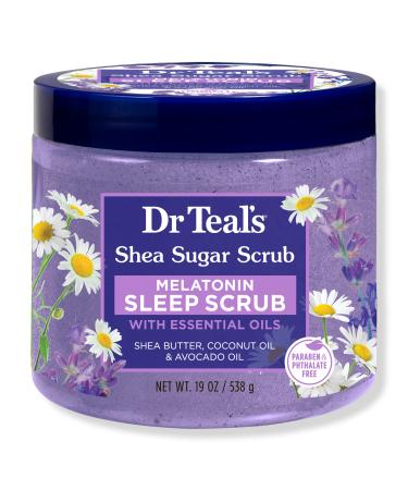 Dr Teal's Shea Sugar Body Scrub with Melatonin, Lavender and Chamomile Essential Oils 19 oz