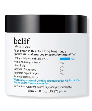 belif Aqua Bomb PHA Exfoliating Toner Pads 70 ct