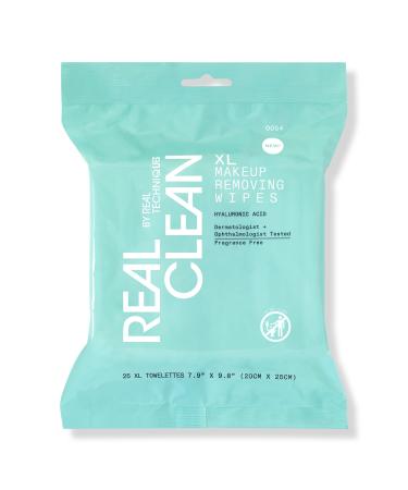 Real Techniques Real Clean XL Makeup Removing & Cleansing Wipes 25 ct