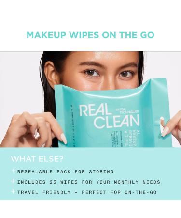 Real Techniques Real Clean XL Makeup Removing & Cleansing Wipes 25 ct - Transform Your Style with the Best Innovation Today! - Buy Online on SooperMarket.com