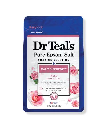 Dr Teal's Pure Epsom Salt Soak, Calm & Serenity with Rose Essential Oil 48 oz