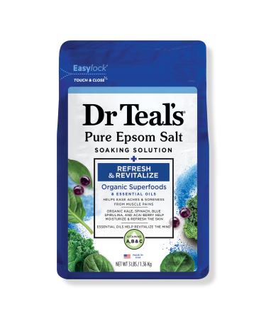 Dr Teal's Pure Epsom Salt Soaking Solution Refresh & Revitalize with Superfoods 48 oz