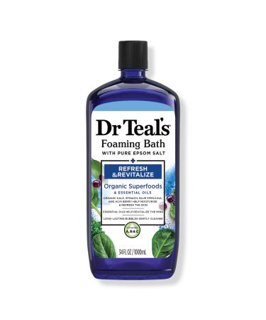 Dr Teal's Foaming Bath with Pure Epsom Salt, Refresh & Revitalize with Superfood 34 oz