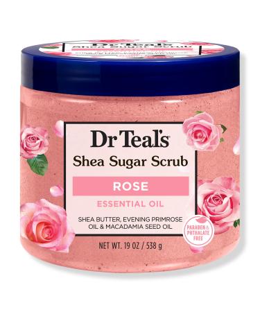 Dr Teal's Shea Sugar Scrub with Rose Essential Oil & Macadamia Oil 19 oz