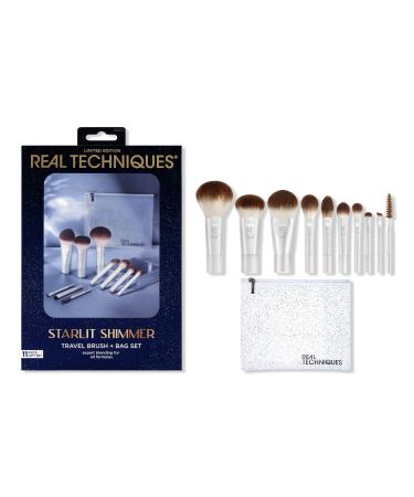 Real Techniques Starlit Shimmer Limited Edition Travel Brush + Bag Set 11 ct