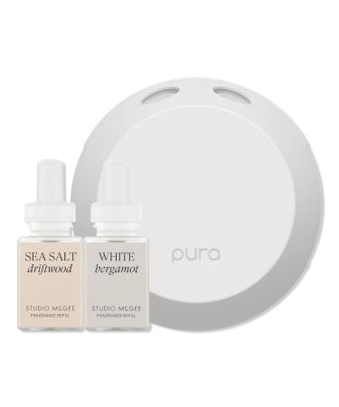 Pura Pura x Studio McGee Sea Salt Driftwood / White Bergamot Smart Diffuser Set