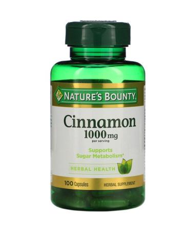 Nature's Bounty Cinnamon 1000 mg 100 Capsules