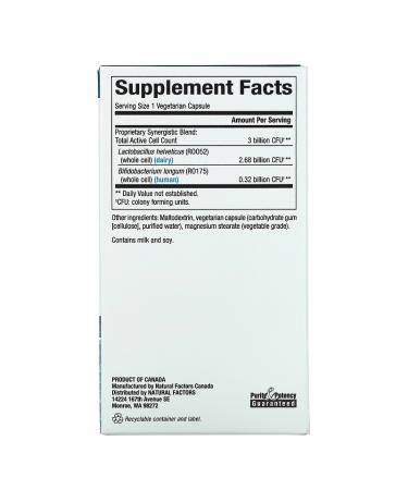 Natural Factors Calm Biotic - 3 Billion CFU Probiotic 30 Veggie Capsules - Buy Online on SooperMarket.com
