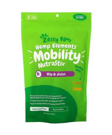 Zesty Paws Hemp Elements Mobility Nutrastix For Dogs For All Ages Peppermint 12 oz (340 g)