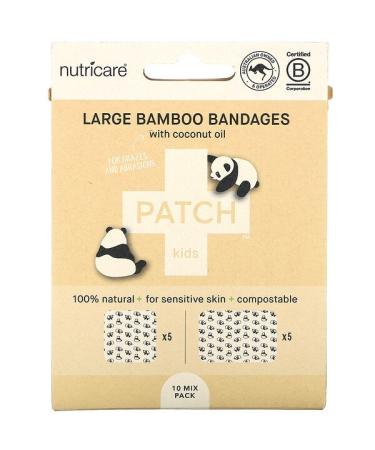 Patch Kids Large Bamboo Bandages with Coconut Oil Panda 10 Mix Pack