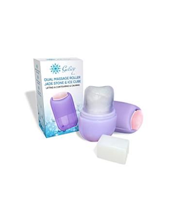 Ice Roller for Face + Jade Stone Facial Massage   Beauty Skin Care Tool   Jade & Ice for Lifting and Contouring   Reduces Wrinkles and Puffiness   Gift for Women in Elegant Box (Purple)