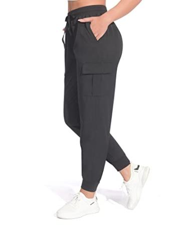 Women's Cargo Joggers Lightweight Hiking Pants Athletic Outdoor Travel Pants Workout Running Pants Black X-Large