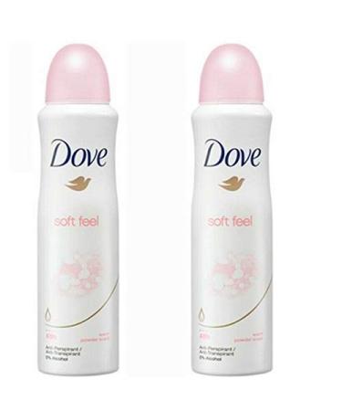 2 Pack Dove Soft Feel Antiperspirant Deodorant Spray, 150ml Each