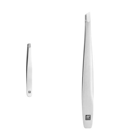 Twin twinox tweezers with sloping lace for perfect plucking made of stainless steel 90 mm & sloping tweezers for precise eyebrows hair removal stainless steel matted 90 mm silver sloping tip bundle with slanted tweezers