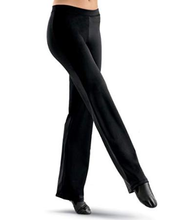 Balera Womens Bootcut Jazz Pants for Dance Girls Mid-Rise Waist Small Black
