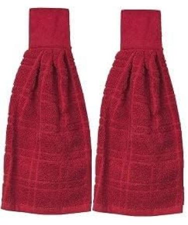 Kovot Set of 2 Cotton Hanging Tie Towels - Red | Hook & Loop Latch | Kitchen Towels - Buy Online on SooperMarket.com