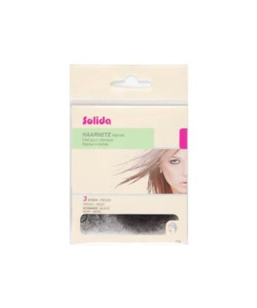 Solida hair net with round elastic black Perlon net ring mesh black 3 pieces