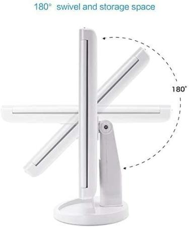 Infitrans 3-Fold Lighted Vanity Makeup Mirror 1X/2X/3X Magnification | 21 LED Bright Table Mirror with Touch Screen | 180 Adjustable Rotation | Portable Travel Cosmetic Mirror - White - Buy Online on SooperMarket.com