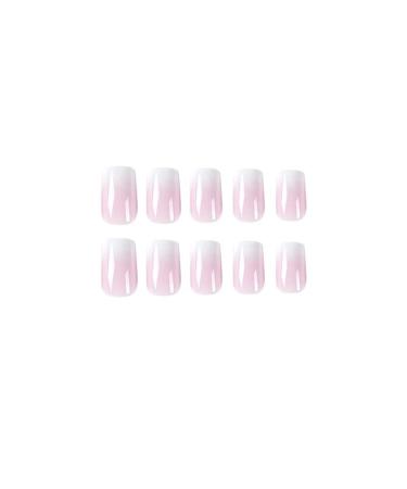 Mouyou Short Square Press On Nails - Nude Pink Gradient White Full Cover Artificial Fingernails with Glue for Women & Girls - F7 - Buy Online on SooperMarket.com