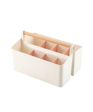 Vidifor Large Plastic Portable Caddy with Handle, Storage Organizer Bin with Adjustable Dividers for Art Supplies, Crafts, Colored Pencils, Makeup Desk