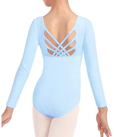 WYHDY Girls Ballet Dance Leotard Butterfly Crisscross Straps Sleeveless Tank Leotards 8-10 Years Z-blue