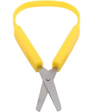 Yellow Loop Scissors for Kids Adult Easy Grip Easy Opening Adapted Scissors for Special Needs Safety Round Tip Open Squeeze Handles Multipurpose Comfort Grip Stainless Steel Office Scissors