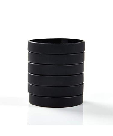 BRANDWINLITE Wholesale 6pcs/pack or 12pcs/pack Single Colors Blank Silicone Rubber Bracelets 6pcs/Black Adult/8