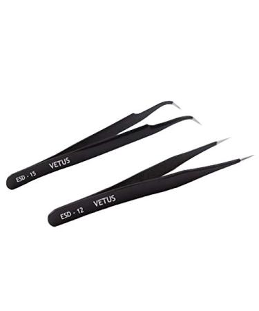 Stainless Steel Tweezers Set Straight and Curved Antistatic Safe Nippers for Eylelash Extension Make-up Tools Weimob 003